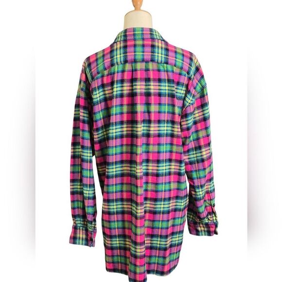 Ralph Lauren Bright Plaid Pink And Green Multicolor Flannel Shirt - Picture 4 of 7